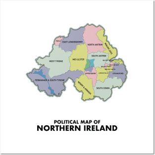 Political map of Northern Ireland Posters and Art